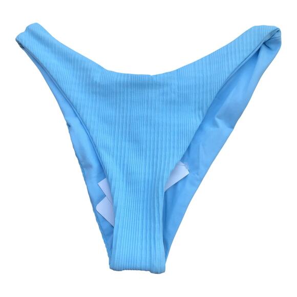 L Space Cabana Bitsy Cut Blue Rib Bikini Bottom Stretch Women's Size Small NWT - Picture 3 of 11
